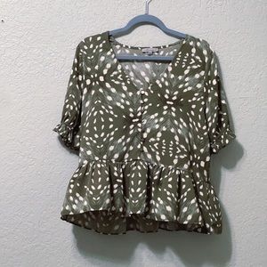 Olive Peplum Top